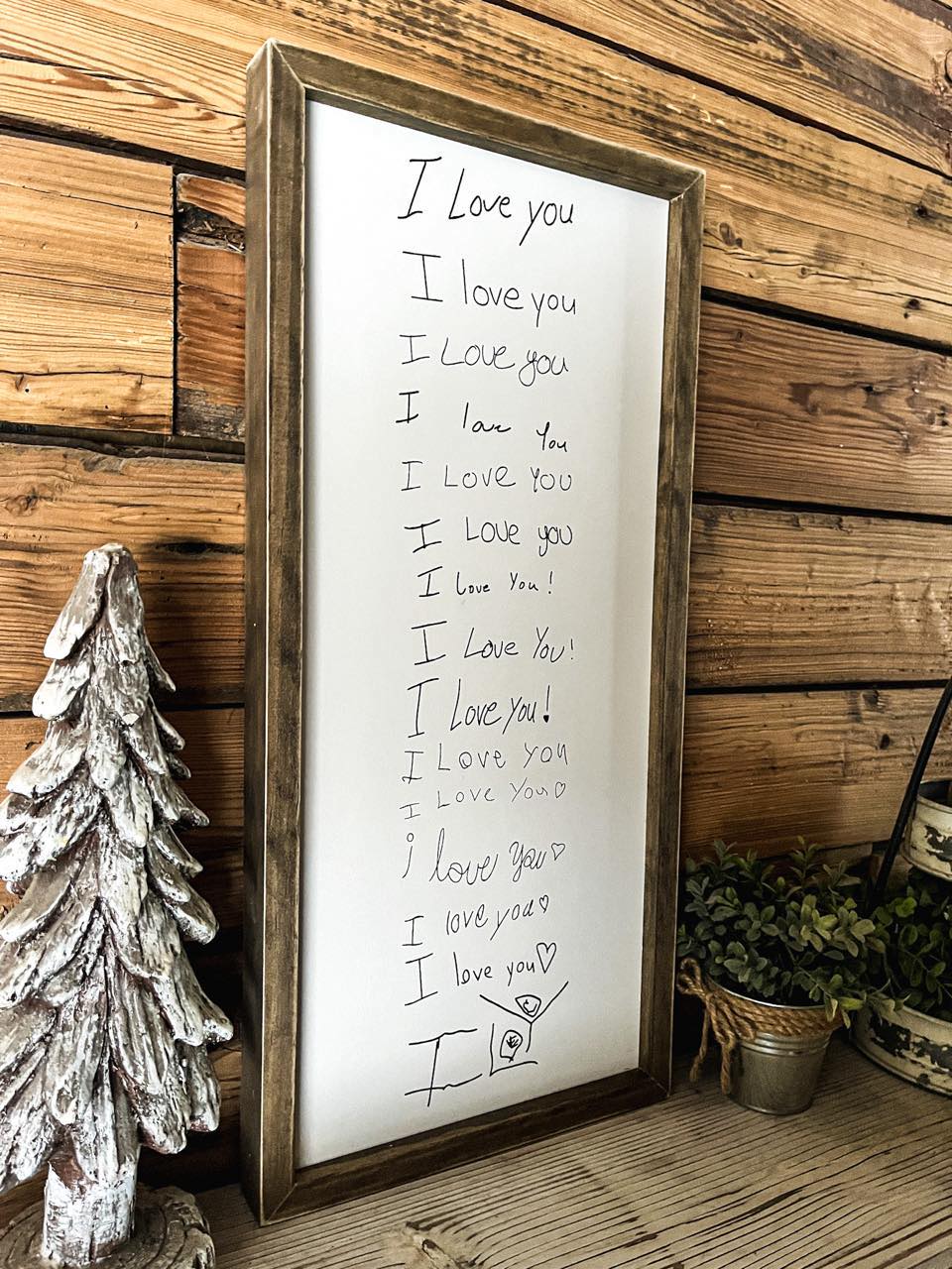 Custom Kids Handwriting Sign | Engraved Lettering | Personalized Handwritten Sign | I Love You