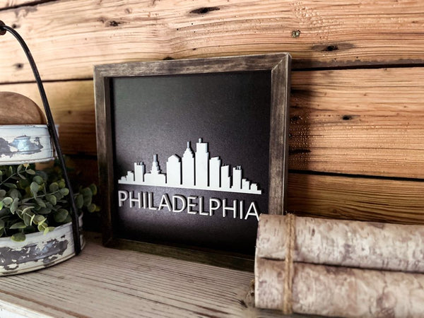 Philadelphia Skyline Art | Pennsylvania Sign | Philadelphia Home Decor | Pennsylvania Gifts | Skyline Sign