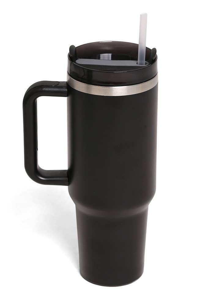 Solid Color 40oz Handle Tumbler: Charcoal