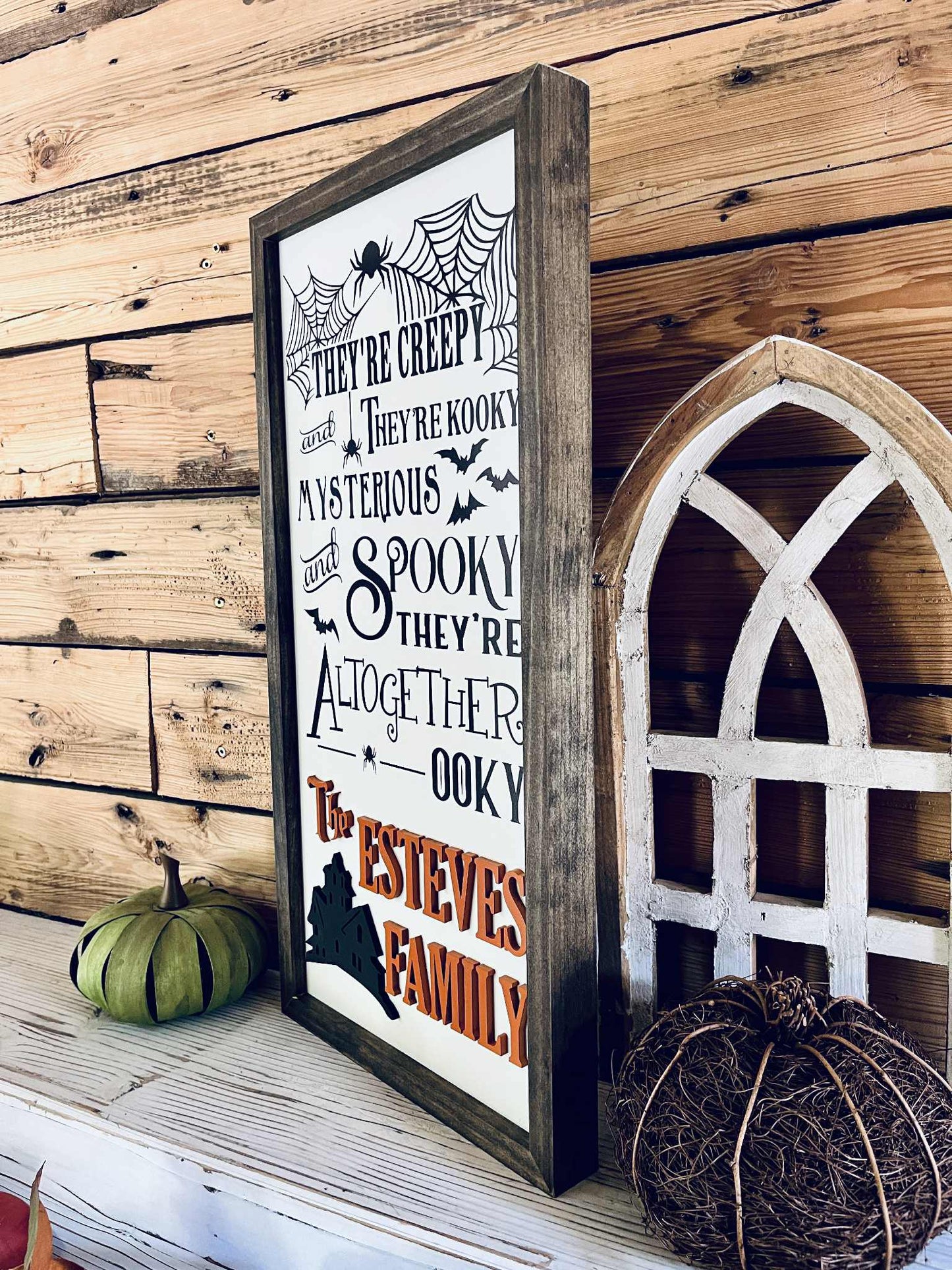 Personalized Halloween Family Sign – Creepy Spooky Mysterious Wall Decor – Custom Addams Family Style Home Decoration