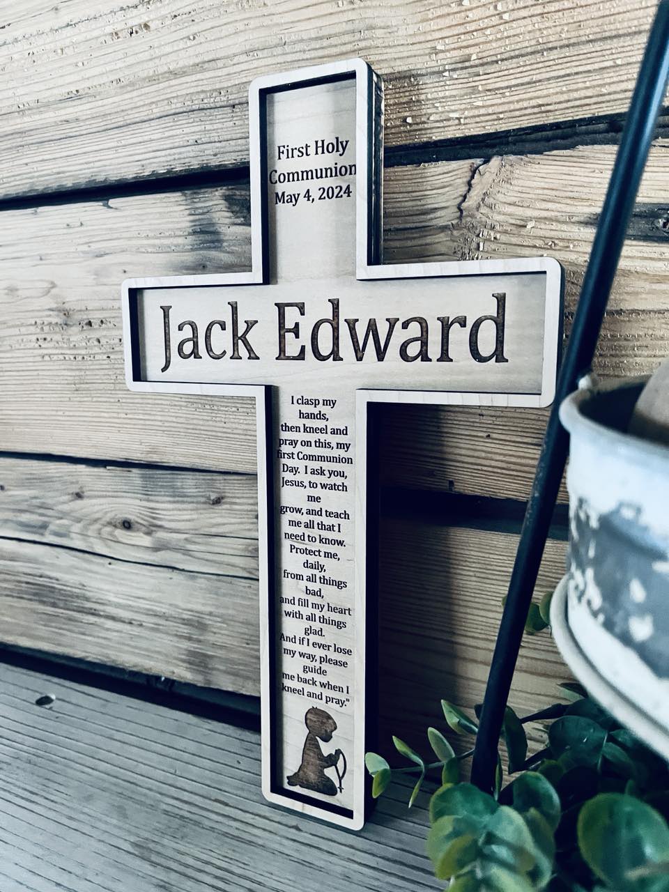 Personalized First Communion Gift | Personalized Wood Cross
