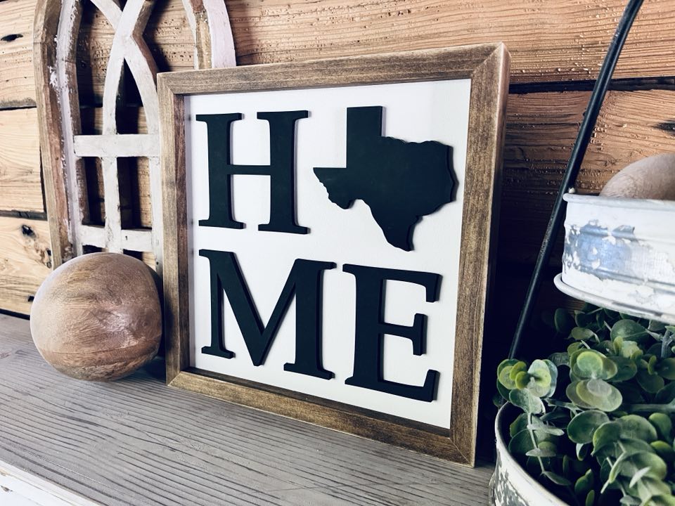 Home Texas Sign | Small Shelf Decor