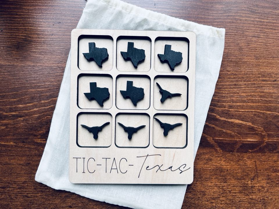 Texas Tic Tac Toe Board with Texas Longhorn