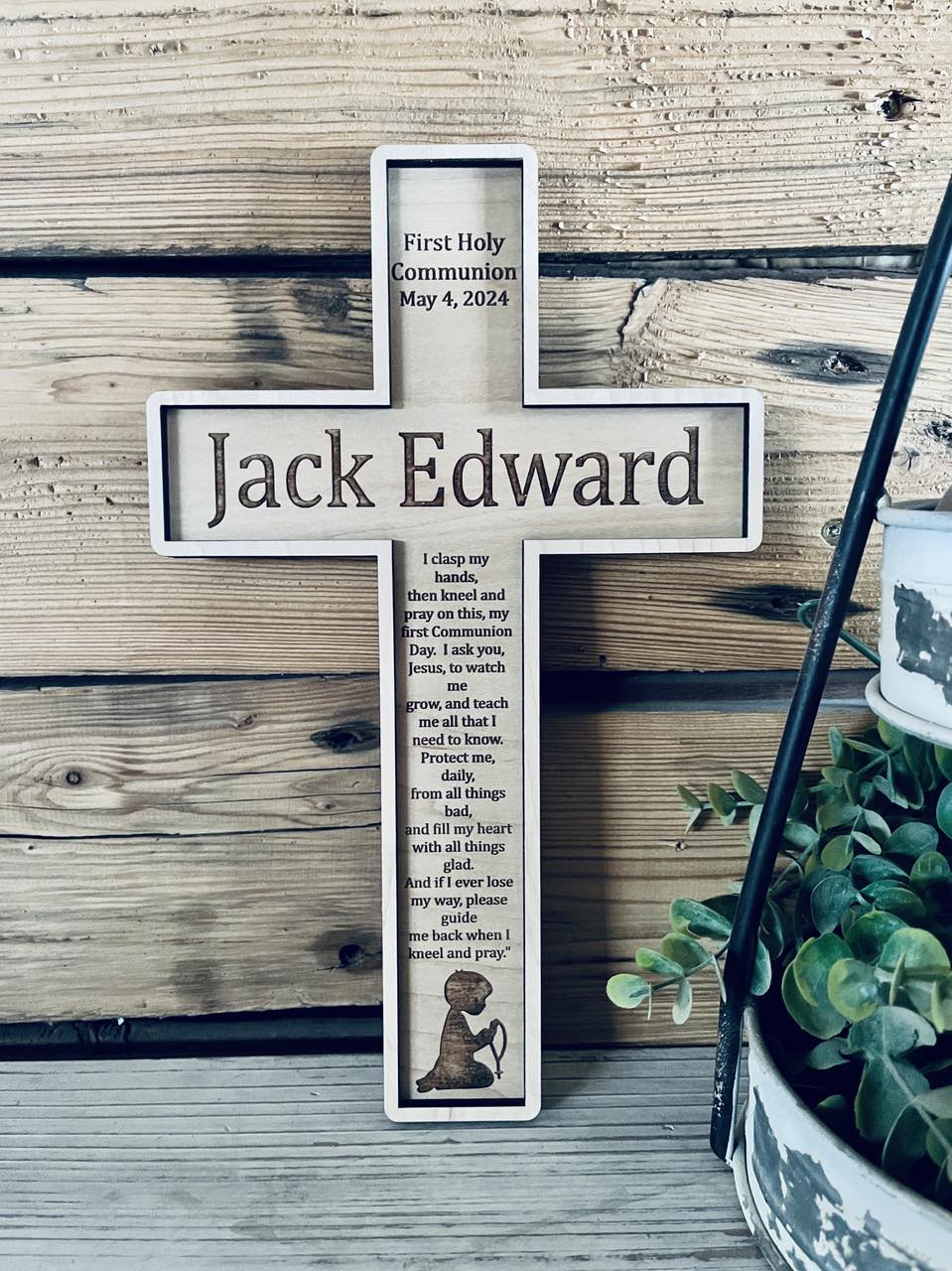 Personalized First Communion Gift | Personalized Wood Cross