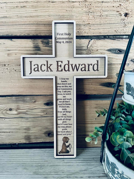 Personalized First Communion Gift | Personalized Wood Cross