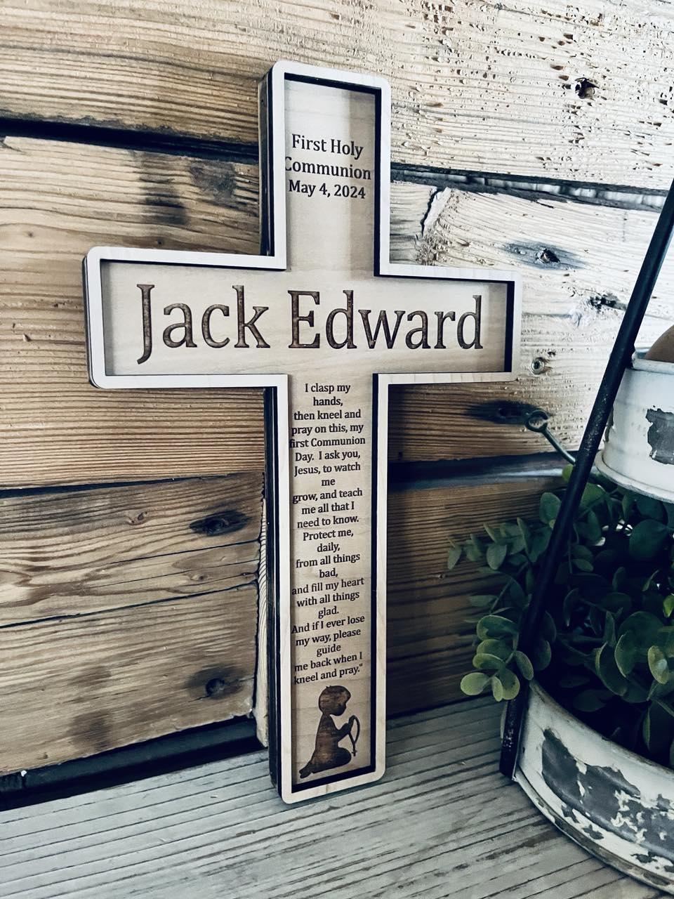Personalized First Communion Gift | Personalized Wood Cross