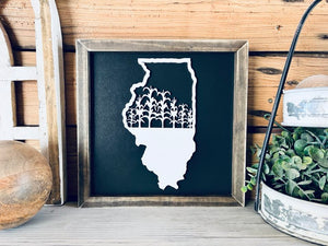 Illinois Sign with Corn Field | Small Shelf Decor