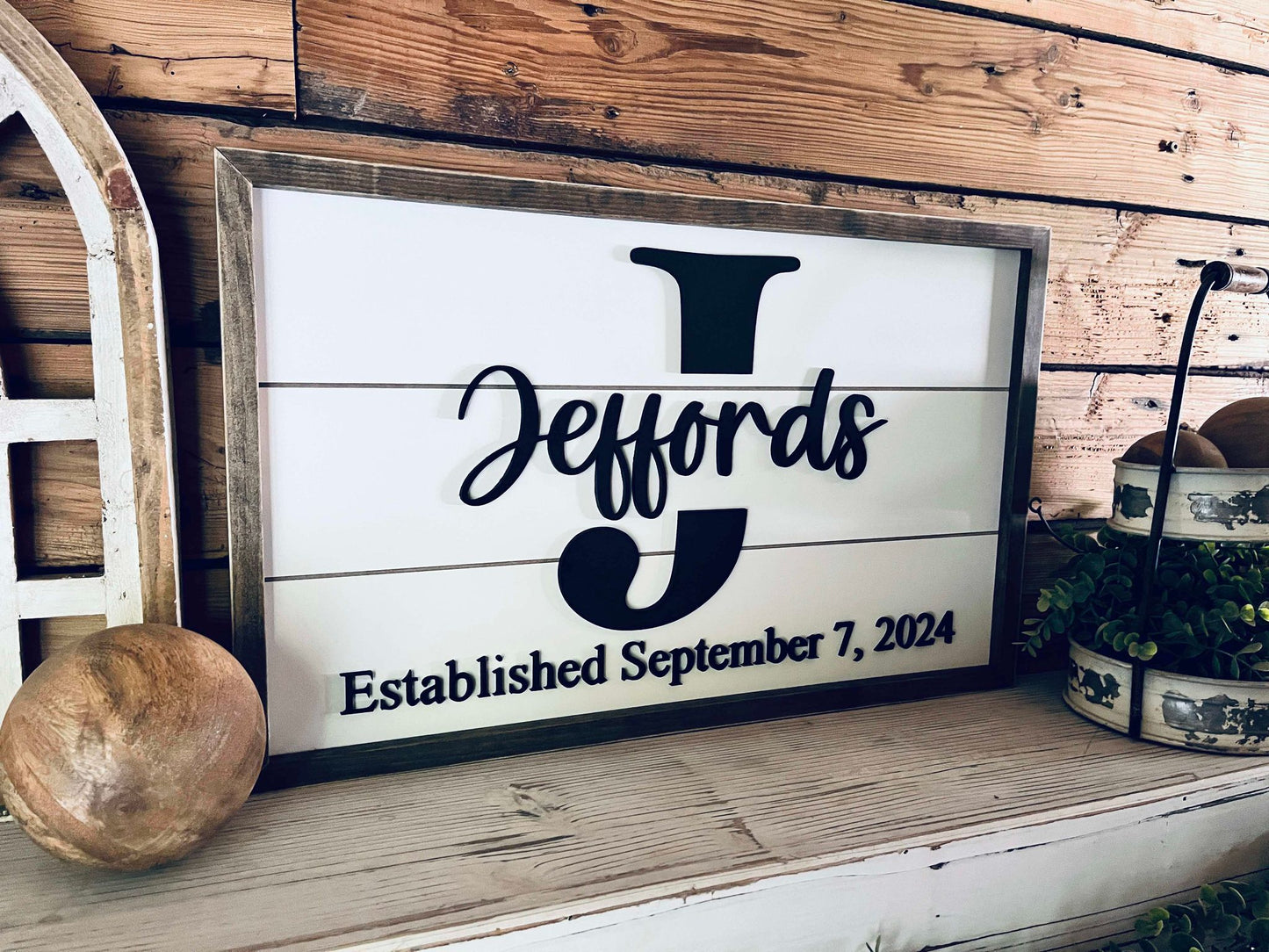 Personalized Last Name Shiplap Sign | Last Name and Established Date Sign | Wedding and Anniversary Gift