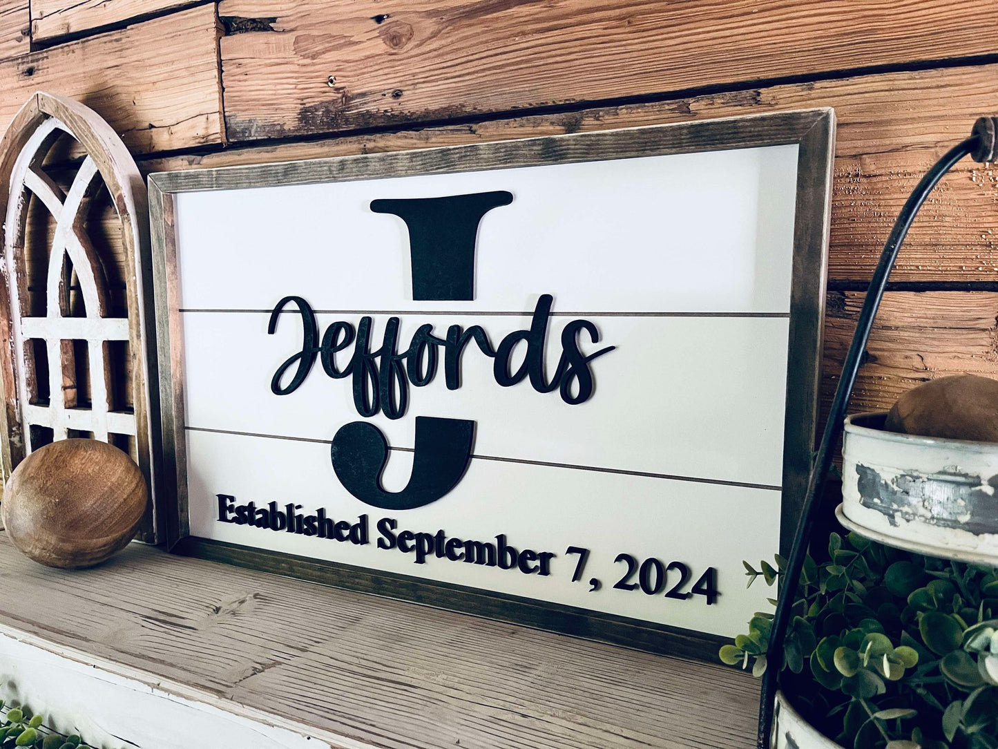 Personalized Last Name Shiplap Sign | Last Name and Established Date Sign | Wedding and Anniversary Gift