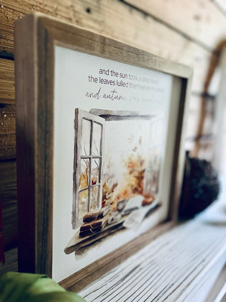 Cozy Autumn Window Print | Framed Fall Quote Sign | UV Printed Seasonal Home Decor | Farmhouse Style Fall Wall Art