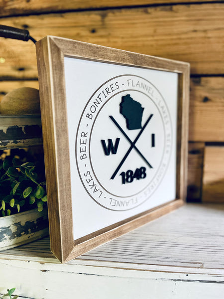 Wisconsin Bonfires | Wisconsin Art | Wisconsin Home Sign | Wisconsin Home Decor | Wisconsin Gifts