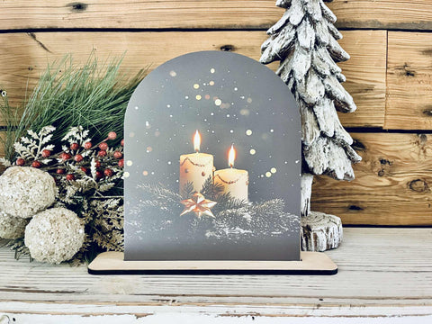 Christmas Candle Tabletop Sign – Rustic Farmhouse Holiday Freestanding Décor