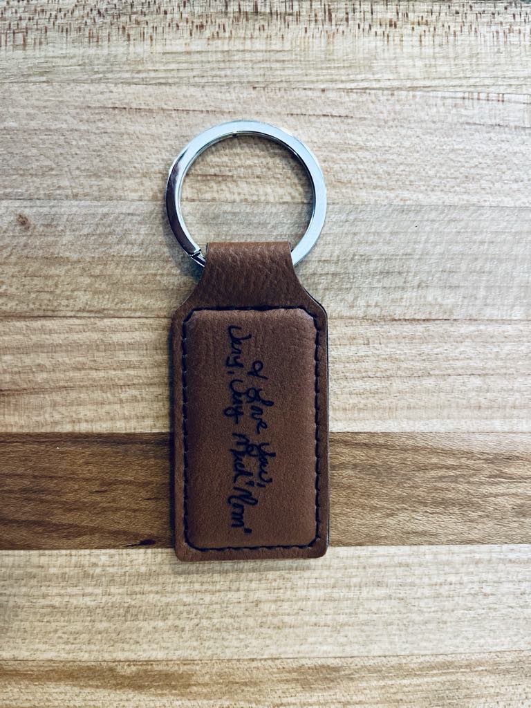 Personalized Engraved Leather Keychain with Handwriting | Custom Handwriting Keychain Keepsake | Memorial Gift, Handwritten Message Gift