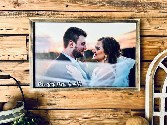 Framed Wood Print | Custom UV-Printed Photo with Optional Raised Lettering