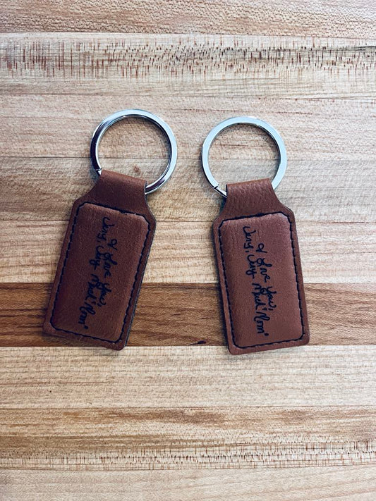 Personalized Engraved Leather Keychain with Handwriting | Custom Handwriting Keychain Keepsake | Memorial Gift, Handwritten Message Gift