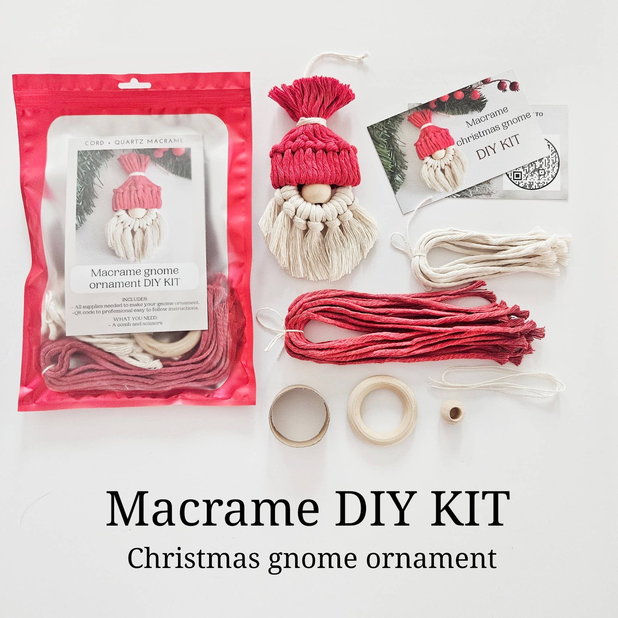 Macrame Gnome ornament DIY KIT