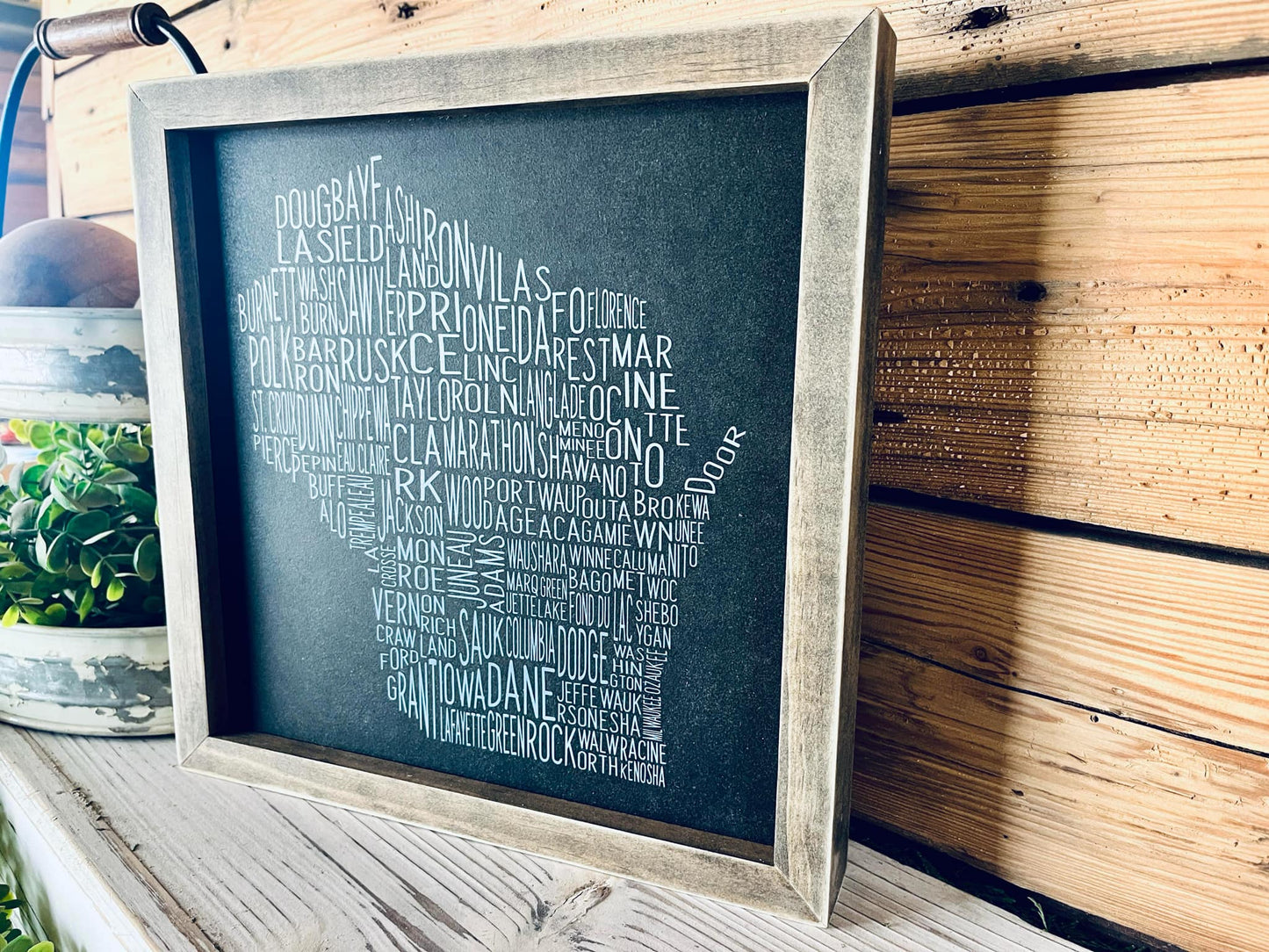 Wisconsin Counties Word Art Sign