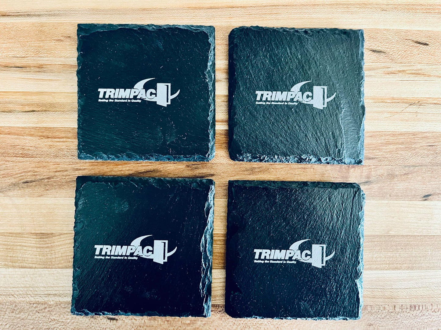 Engraved Slate Coasters for Businesses - 4"x4" Custom Logo Set
