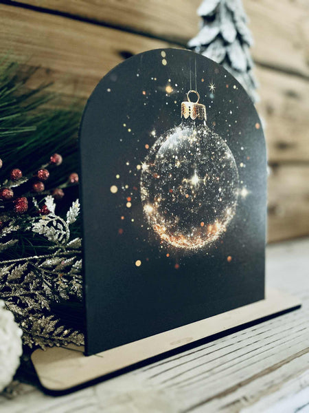 Sparkling Ornament Tabletop Sign – Farmhouse Christmas Freestanding Décor