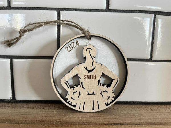 Personalized Cheer Ornament – Custom Player Name & Number | Sports Gift Keepsake | Team Gift
