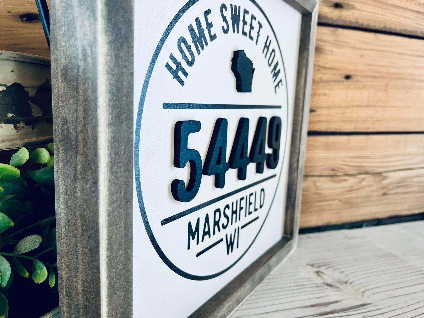 Custom Home Zip Code Sign | Personalized City & Zip Code Decor | Raised Lettering & Printed Background