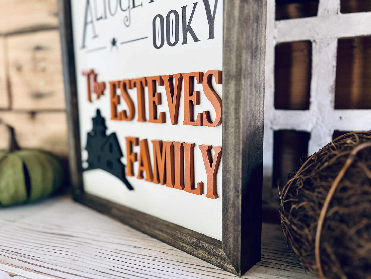 Personalized Halloween Family Sign – Creepy Spooky Mysterious Wall Decor – Custom Addams Family Style Home Decoration