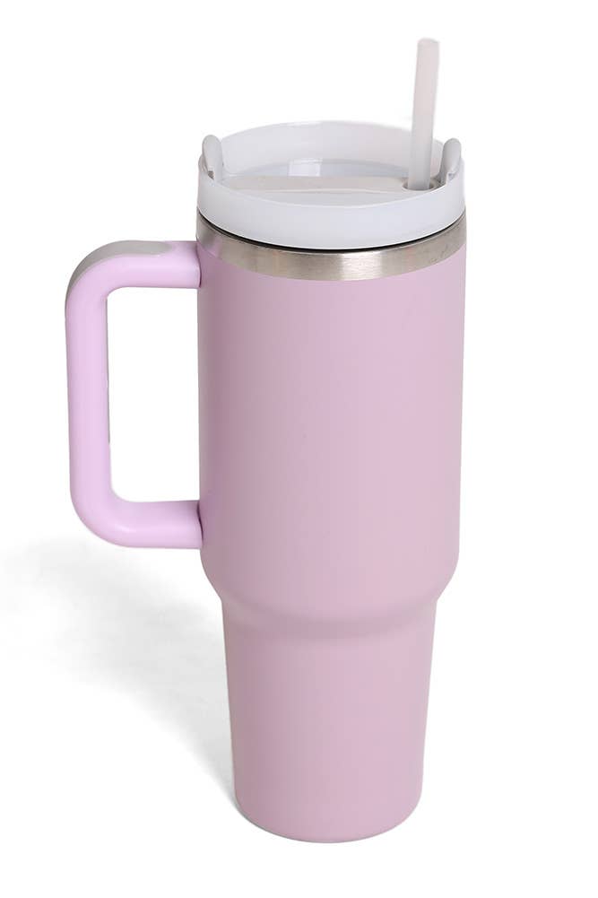Solid Color 40oz Handle Tumbler: Charcoal