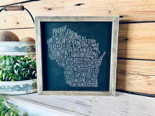 Wisconsin Counties Word Art Sign