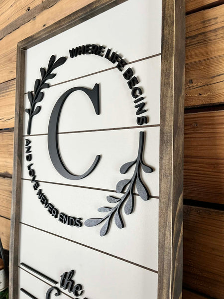 Personalized Family Name Sign: 3D Raised Letter Shiplap Wall Art