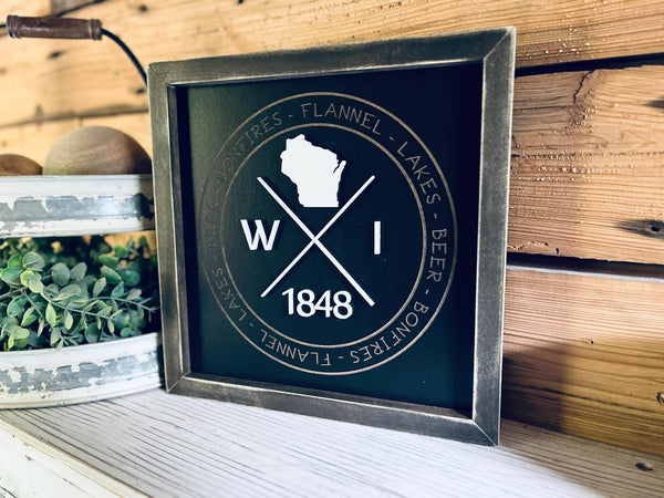 Wisconsin Bonfires | Wisconsin Art | Wisconsin Home Sign | Wisconsin Home Decor | Wisconsin Gifts