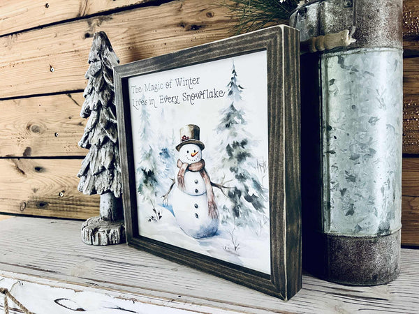 Magic of Winter Snowman Sign – Farmhouse Christmas Wall Décor