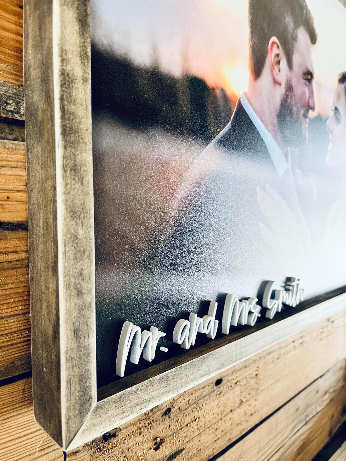 Framed Wood Print | Custom UV-Printed Photo with Optional Raised Lettering