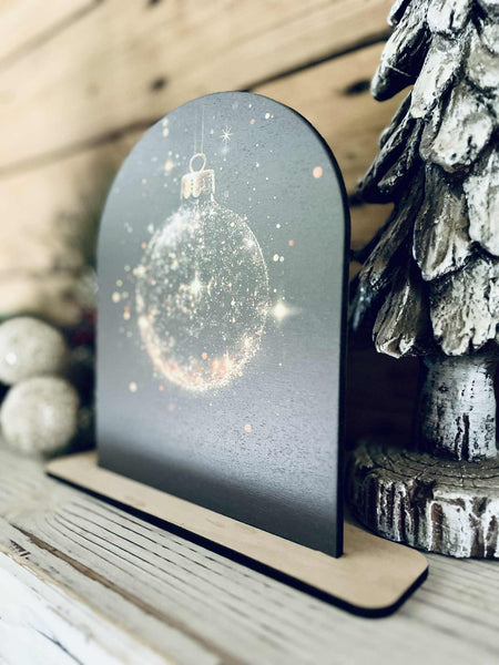 Sparkling Ornament Tabletop Sign – Farmhouse Christmas Freestanding Décor