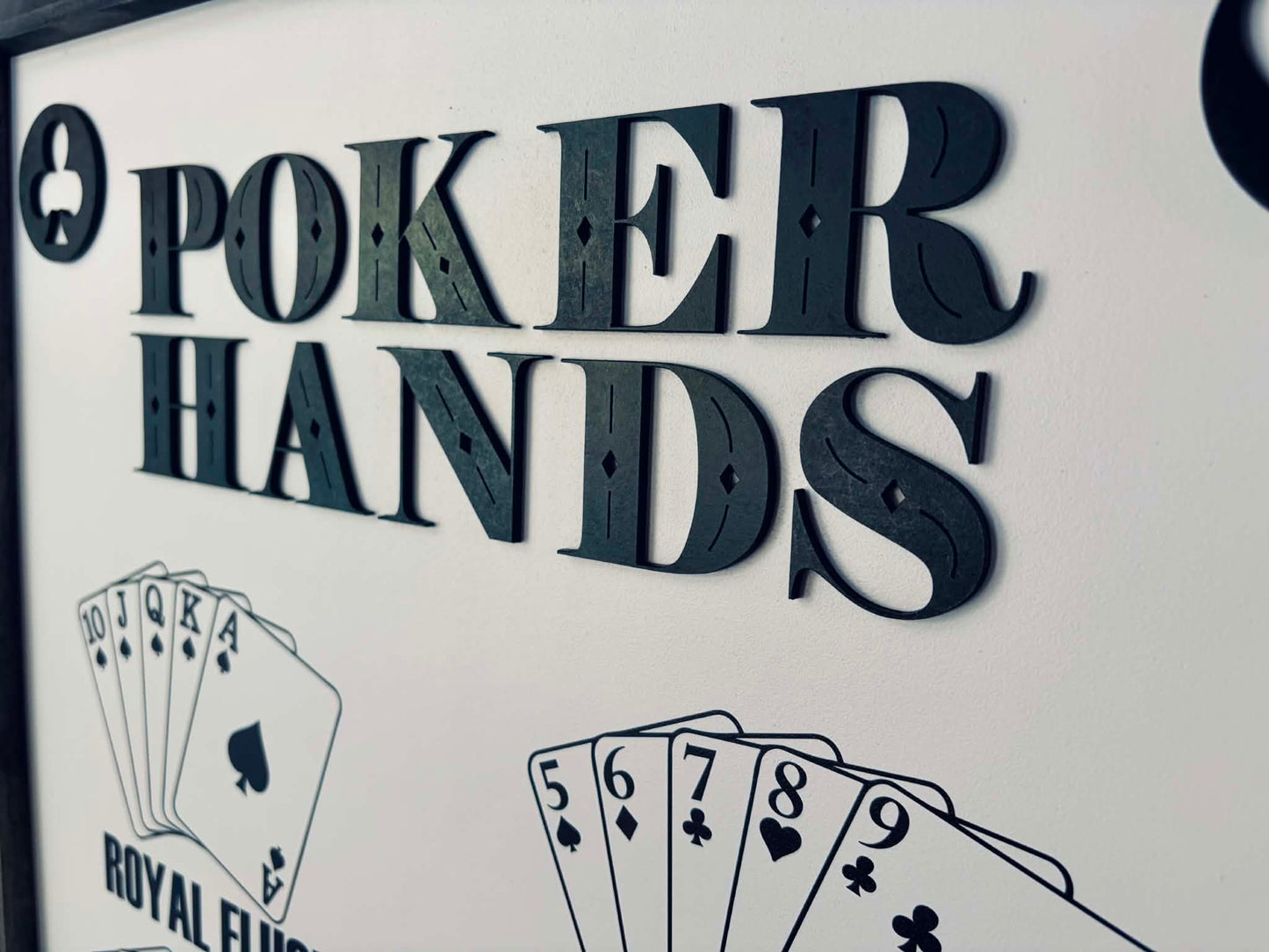 Poker Hands Wood Sign | Game Room Wall Art & Decor | Texas Hold'em Cheat Sheet Sign for Man Cave