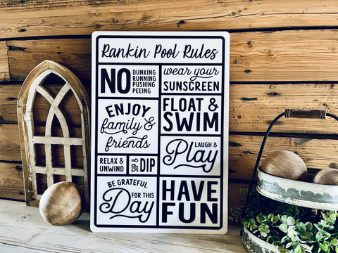 Custom Pool Rules Acrylic Sign | Personalized Family Fun Wall Art | No Running, Sunscreen, Relax & Unwind Decor | Unique Gift for Poolside | Beach House Wall Decor