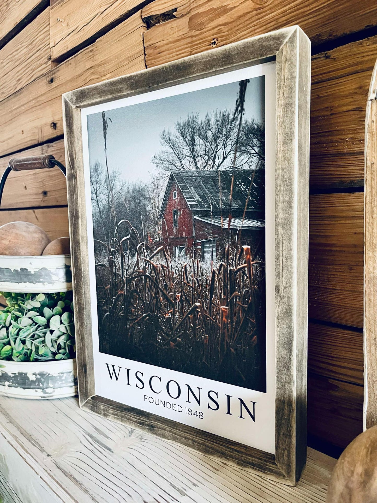 Wisconsin Barn Framed Wood Print | Cabin Decor | Nature-Inspired Wisconsin Gift