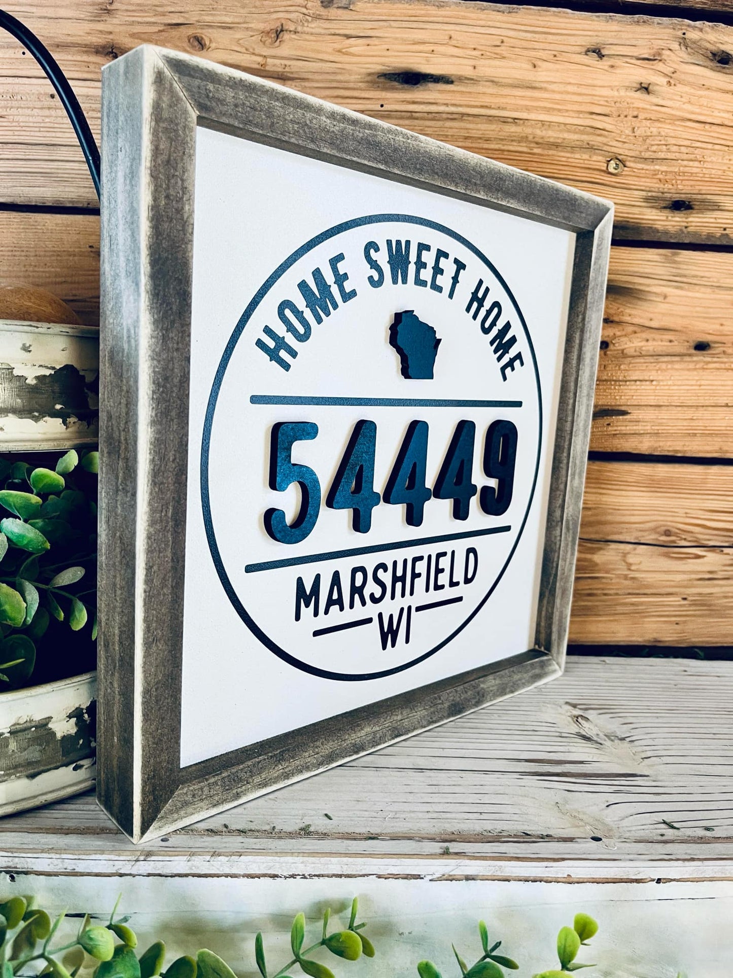 Custom Home Zip Code Sign | Personalized City & Zip Code Decor | Raised Lettering & Printed Background