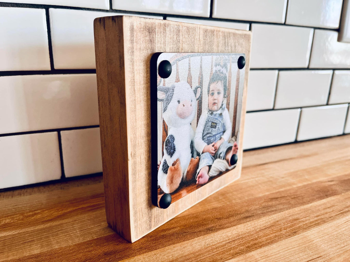 Personalized Photo Block Shelf Sitter – Custom Wood Picture Display