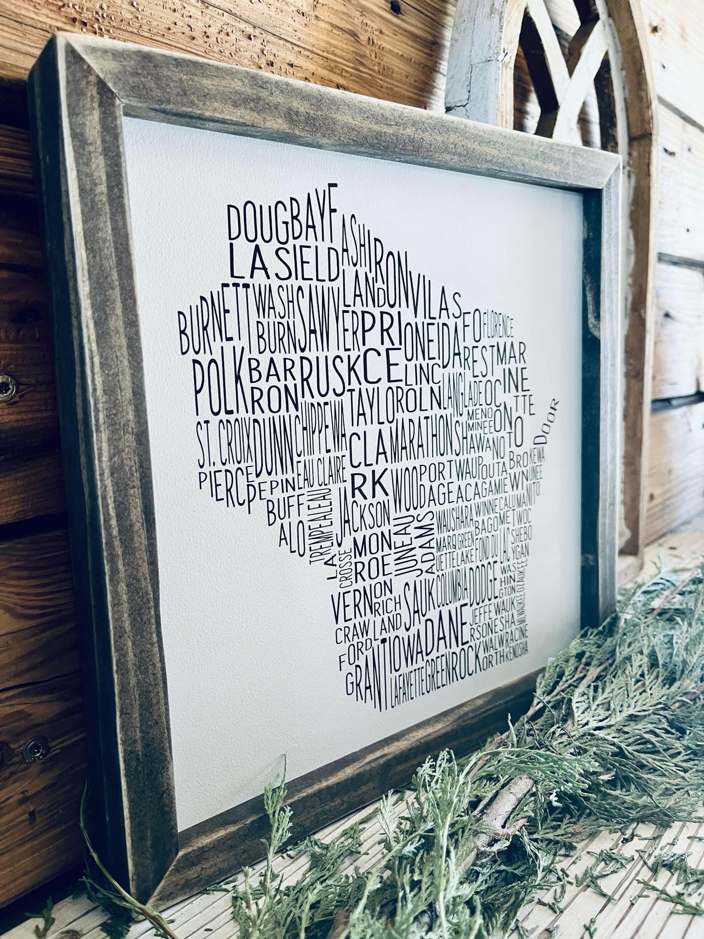 Wisconsin Counties Word Art Sign
