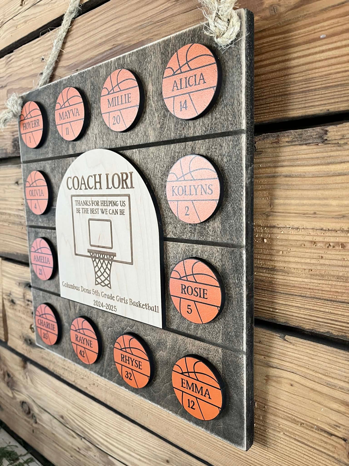 Personalized Basketball Coach Gift Sign with Player Name Basketballs – End of Season Team Thank You Plaque