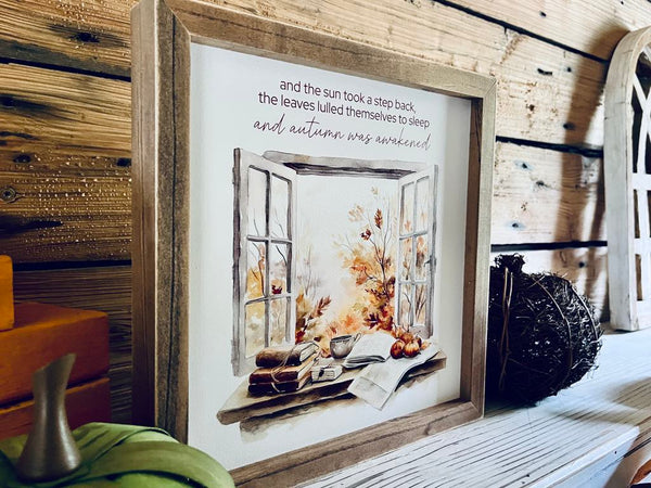 Cozy Autumn Window Print | Framed Fall Quote Sign | UV Printed Seasonal Home Decor | Farmhouse Style Fall Wall Art