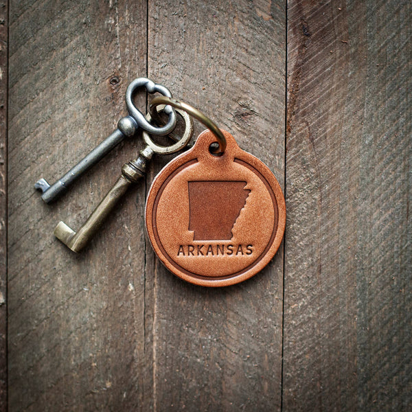 Arkansas Leather Keychain Circle