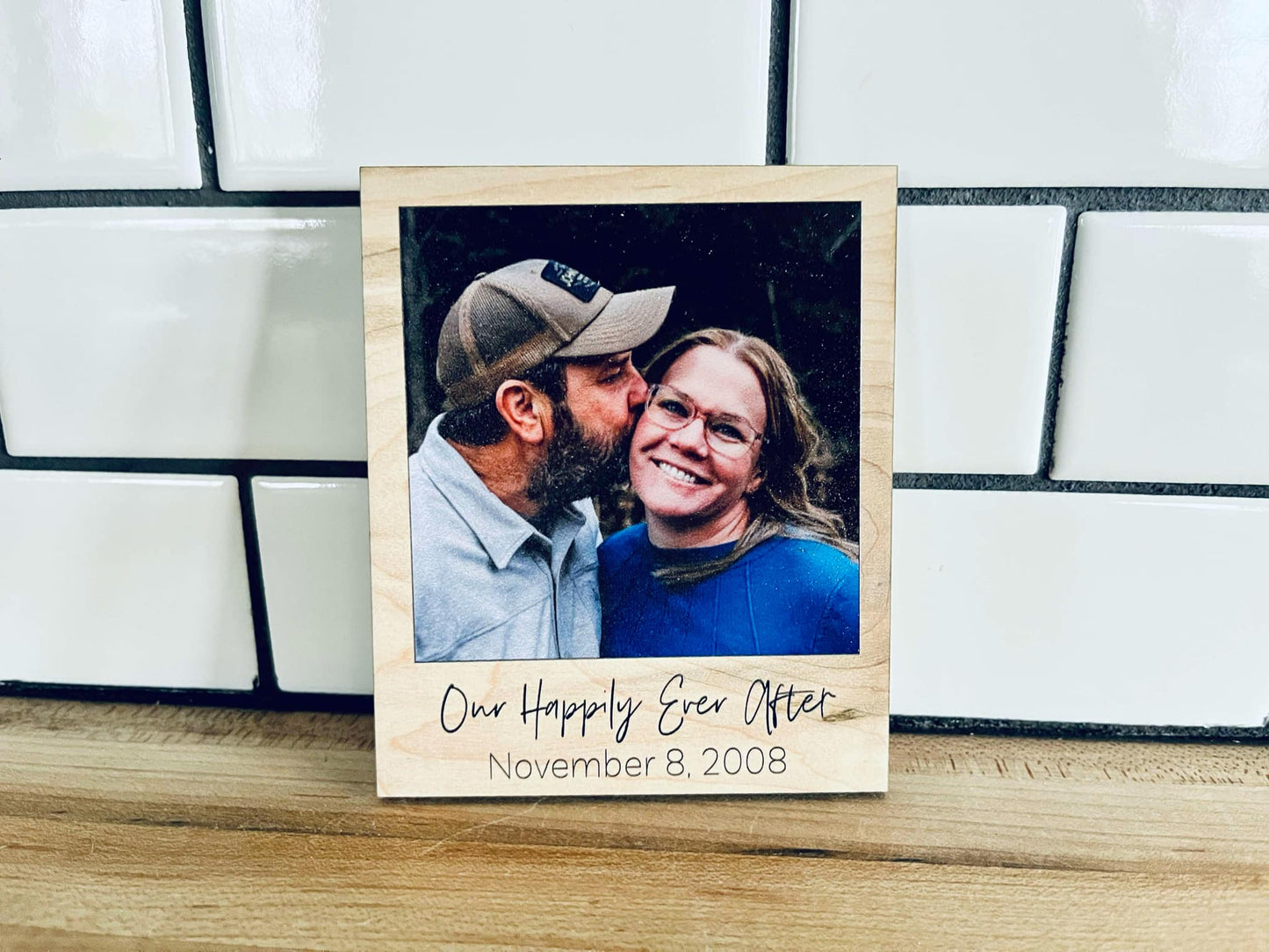Personalized Wedding Gift Set – Photo Magnet, Wood Ornament & Framed Sign | Custom Anniversary Keepsake