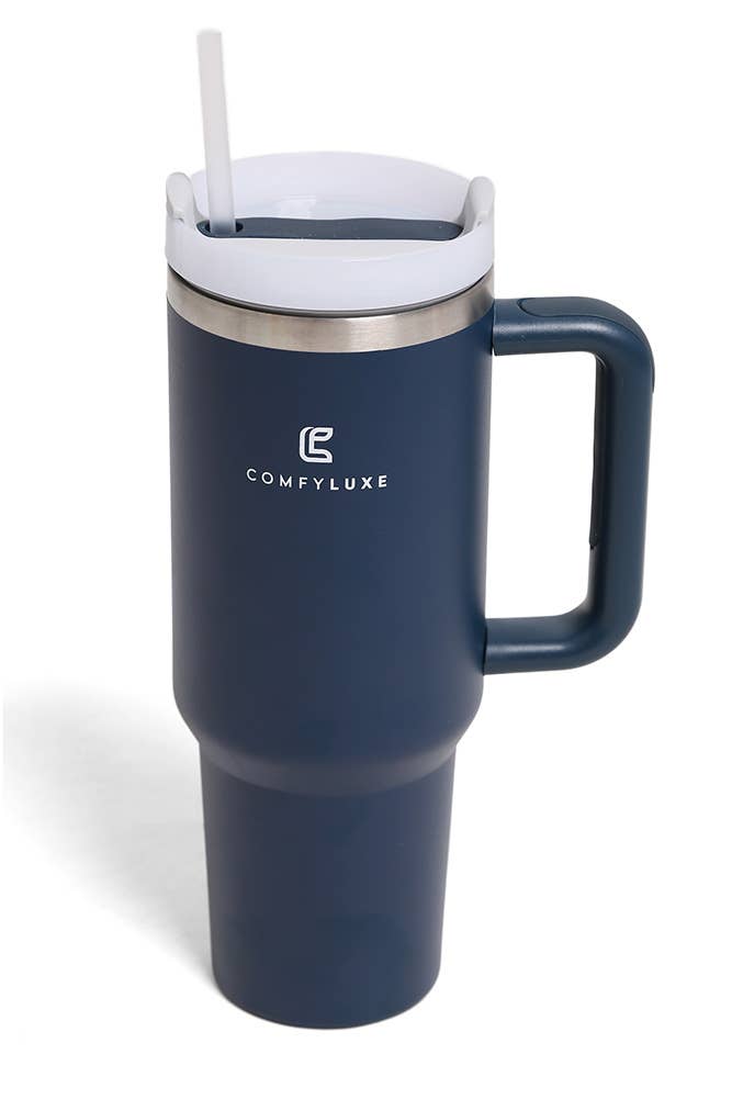 Solid Color 40oz Handle Tumbler: Charcoal