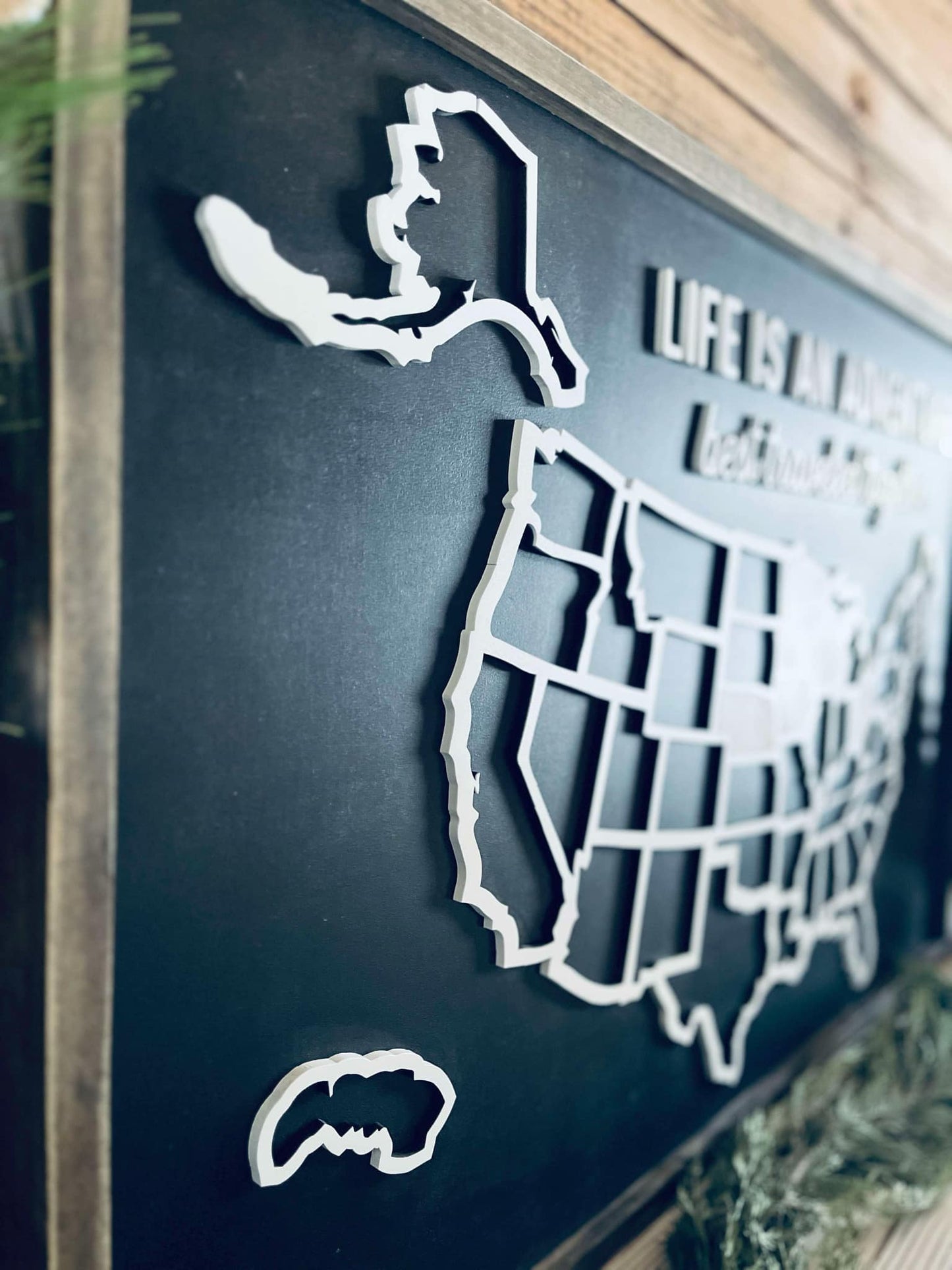 Wooden USA Travel Map with Removable State Pieces – 36”x24” Framed Adventure Tracker
