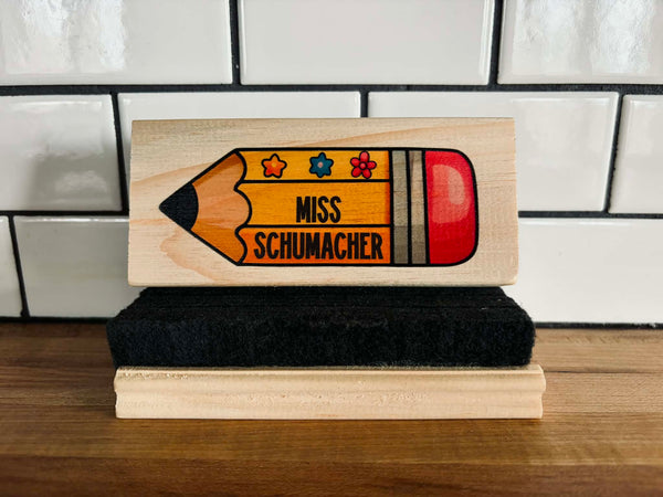 Personalized Teacher Name Dry Eraser | Custom Classroom Whiteboard Eraser Gift