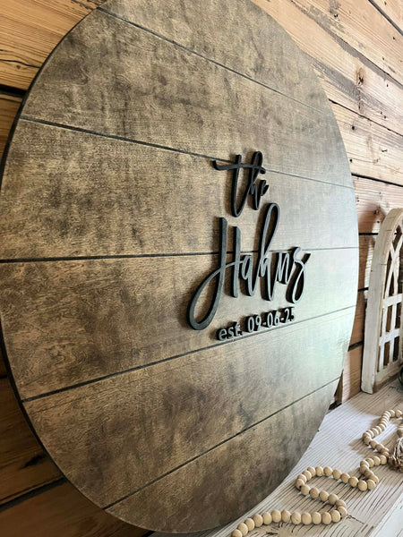 Round Wood Wedding Guestbook with Raised Lettering