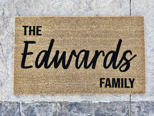 Custom Family Name Coir Door Mat | Personalized Family Doormat