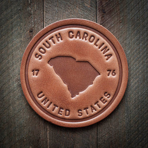 South Carolina State Silhouette Leather Coaster