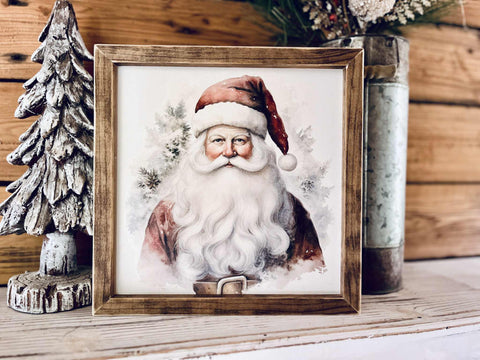 Vintage Santa Claus Christmas Sign – Farmhouse Holiday Wall Décor